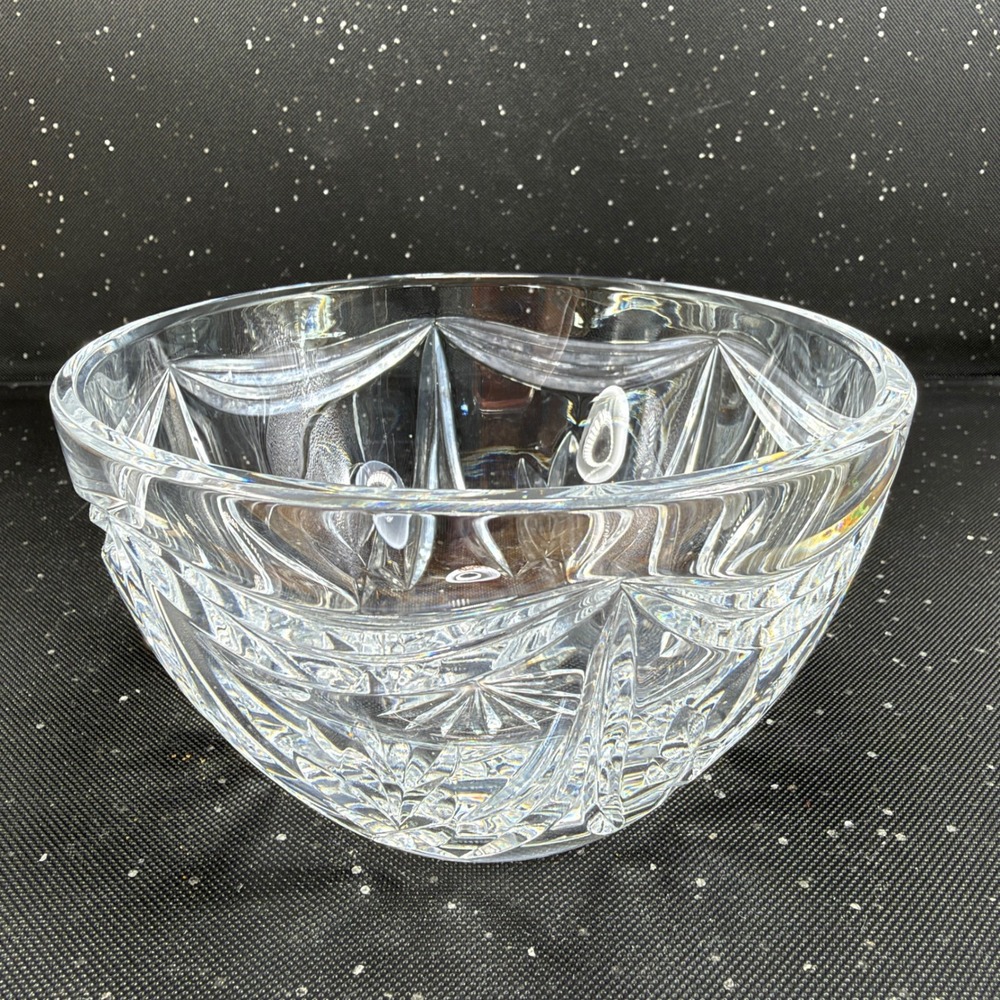 Waterford Crystal Dish Bowl 5 Inch Starburst Leaf Cut Glass Dish Marked Vintage